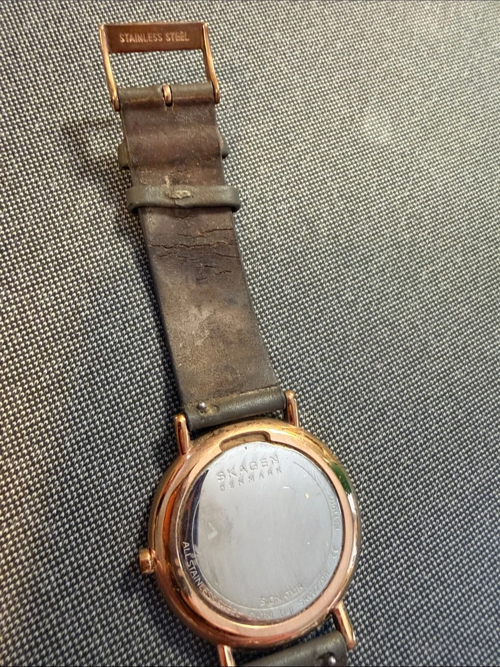 Skagen Dark Grey Dial Rose Gold Case Minimalist Men's Watch